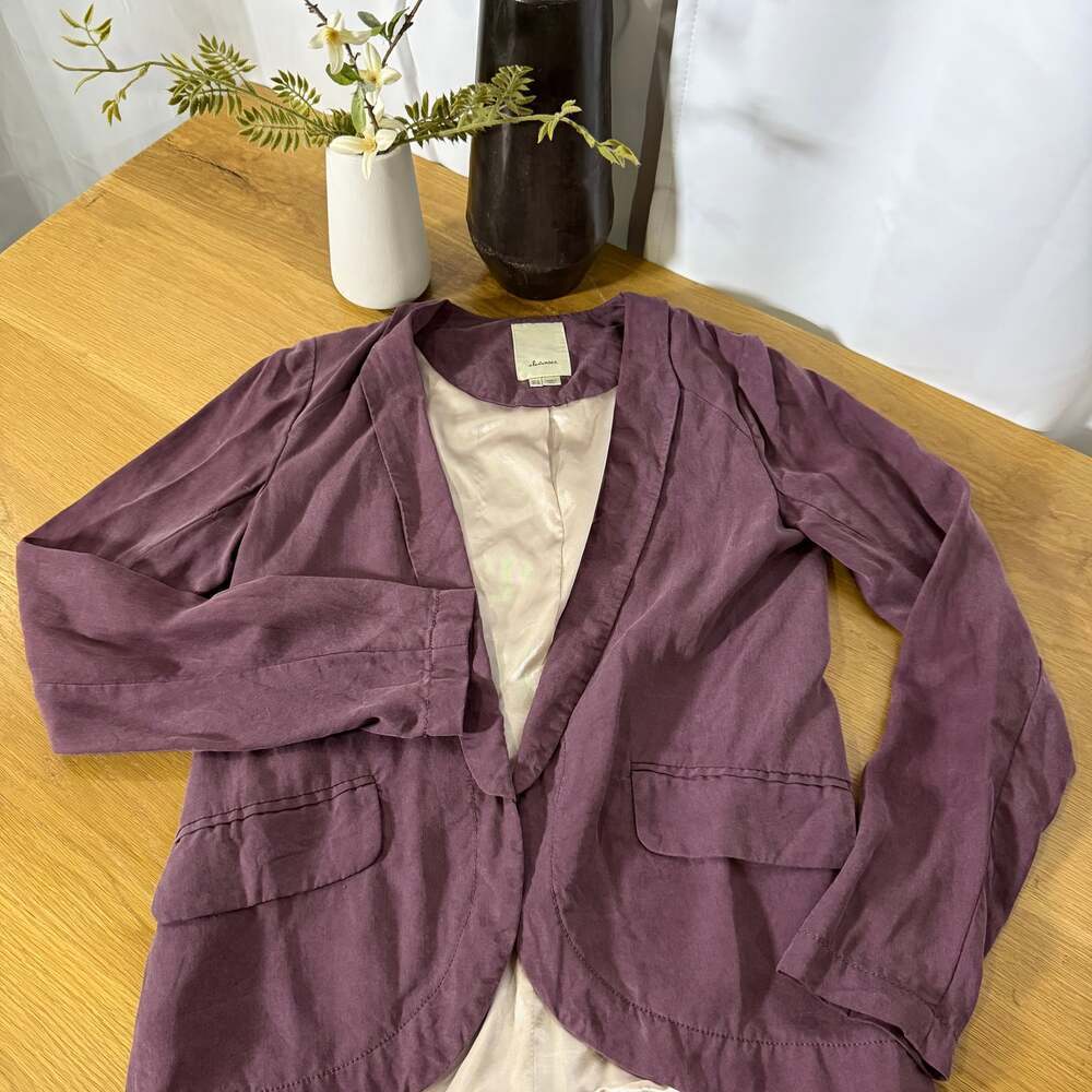 3/$20 Anthropologie Elevenses Blazer Jacket Open Front Purple women’s size 4 - Picture 10 of 11